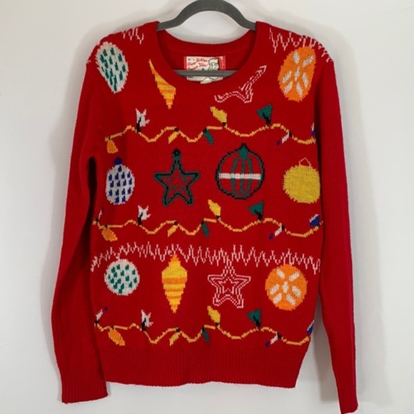 Bluenotes Red Holiday Christmas Knit Sweater - Picture 1 of 7